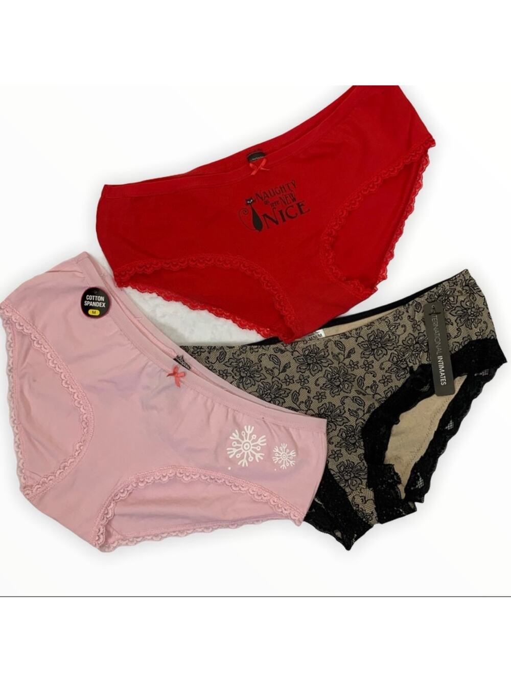 Rene Rofe Christmas Pantie Set 3 SMALL Baby It's Cold Outside Red Holiday NEW